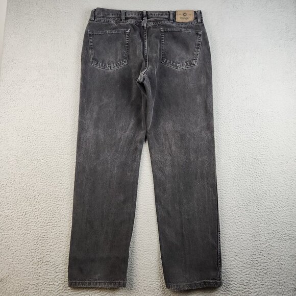 Wrangler Jeans Mens 38x32 Black Straight Regular Classic Denim Pants Cowboy - Picture 2 of 9